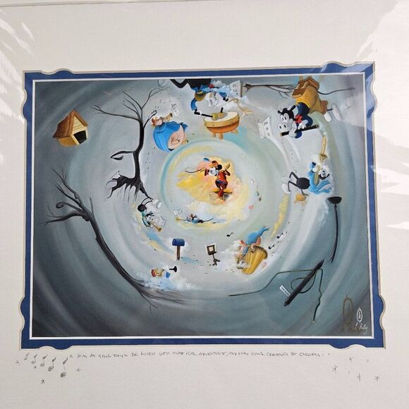 Disney Signed Art Mickey Band Leader Hidden Walt Print Katie Kelly Artist - Picture 1 of 10
